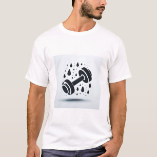 Minimalistisches Hantel- und Schweißtropfen-Fitnes T-Shirt