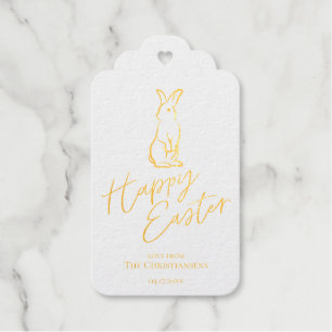 Minimalistisches Happy Oaster Gold Geschenkanhänger