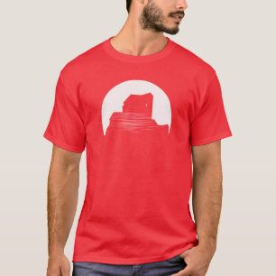 Minimalistisches Haus-Silhouette Vollmond T-Shirt
