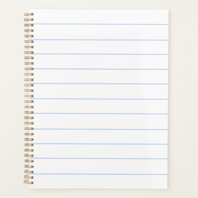 Minimalistisches, hellblau-weiß gestreiftes Muster Planer (Vorderseite)