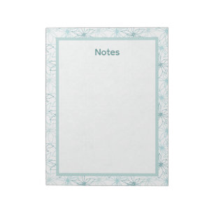 Minimalistisches hellblaues Blumenmuster-Rahmen-No Notizblock