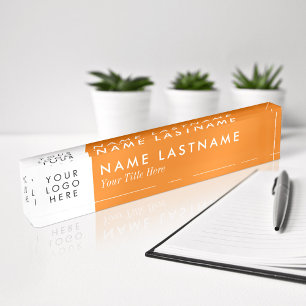 Minimalistisches, helles Orange Logo Namensplakette