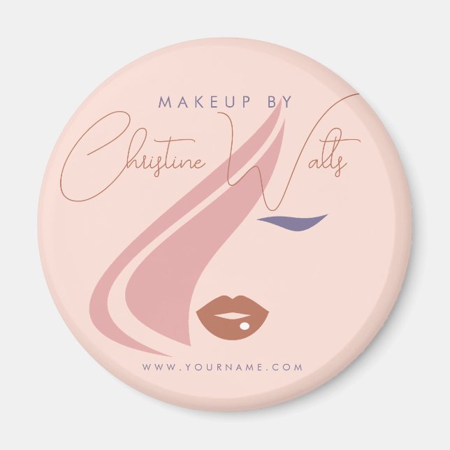 Minimalistisches helles Pfirsichpink Makeup Artist Magnet (Vorne)