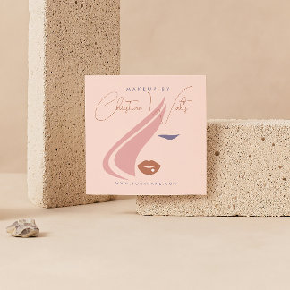 Minimalistisches helles Pfirsichpink Makeup Artist Quadratische Visitenkarte
