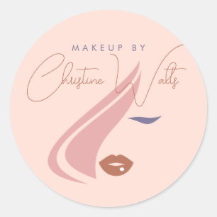 Minimalistisches helles Pfirsichpink Makeup Artist Runder Aufkleber