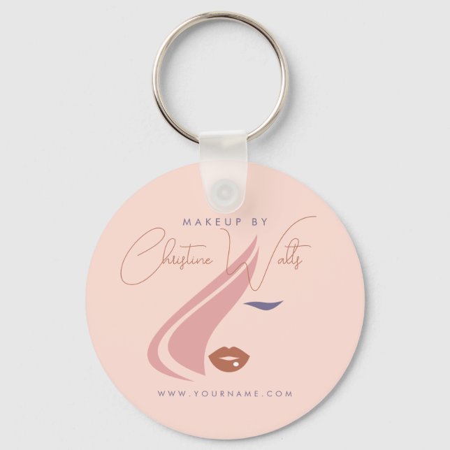 Minimalistisches helles Pfirsichpink Makeup Artist Schlüsselanhänger (Vorderseite)