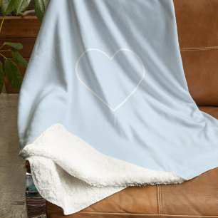 Minimalistisches Herz auf Light Blue gemütlich Sherpadecke