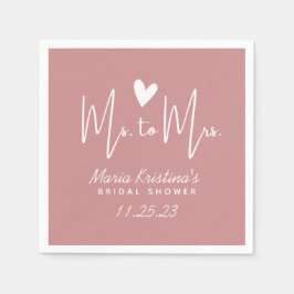 Minimalistisches Herz Frau Brautparty Puce Pink Serviette