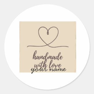 Minimalistisches Herz Handgefertigt mit Liebe Klei Runder Aufkleber