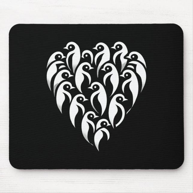 Minimalistisches herzförmiges Pinguingruppen-Desig Mousepad (Vorne)