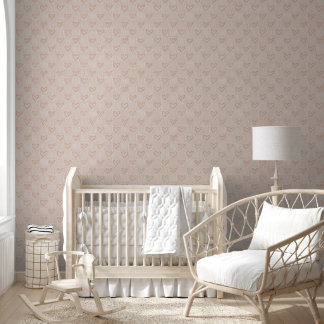 Minimalistisches Herzmuster in Beige Tapete