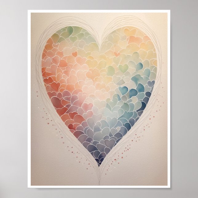 Minimalistisches Herzmuster Poster (Vorne)