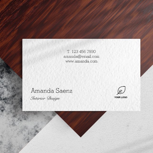 Minimalistisches Hinzufügen des Logos Visitenkarte (Architect Minimalist Add Your Logo White Modern Business Card)