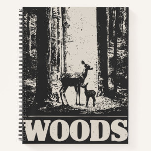 Minimalistisches Hirsch und Fauna in Wäldern   Vin Notizbuch