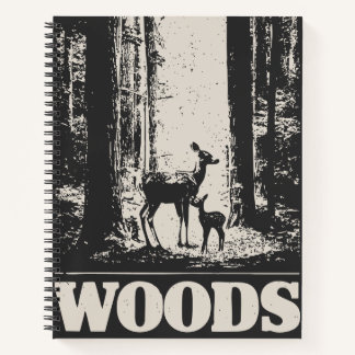 Minimalistisches Hirsch und Fauna in Wäldern | Vin Notizbuch