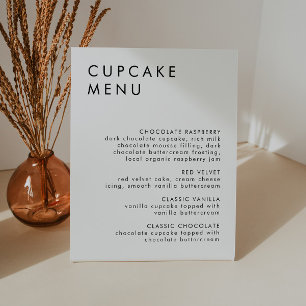 Minimalistisches Hochzeitdessert Bar Cupcake Menü  Sockelschild