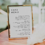 Minimalistisches Hochzeitessen Bar Cake-Menü-Zeich Poster<br><div class="desc">Dieses moderne, elegante Hochzeitskuchenmenü mit minimalistischem Design und einem schönen, modernen Schriftart. Alle Farben können bearbeitet werden. // Suchen Sie "HARLOW" im aufrichtigen by Nicole Zazzle Store für passende Designs. * Wenn Ihnen dieses Design gefällt, Sie es aber nicht für etwas finden, das Sie suchen, wenden Sie sich bitte jederzeit...</div>