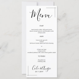 Minimalistisches Hochzeitmenü an der Grenze Einladung