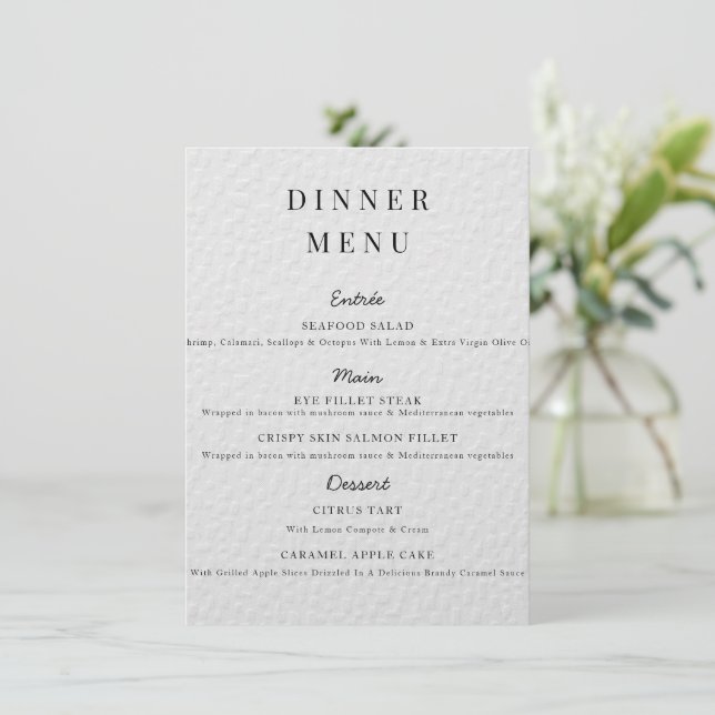 Minimalistisches Hochzeitmenü Poster Simple Weddin Menükarte (Stehend Vorderseite)