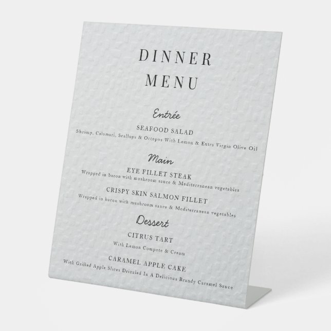 Minimalistisches Hochzeitmenü Poster Simple Weddin Sockelschild (Vorderseite)