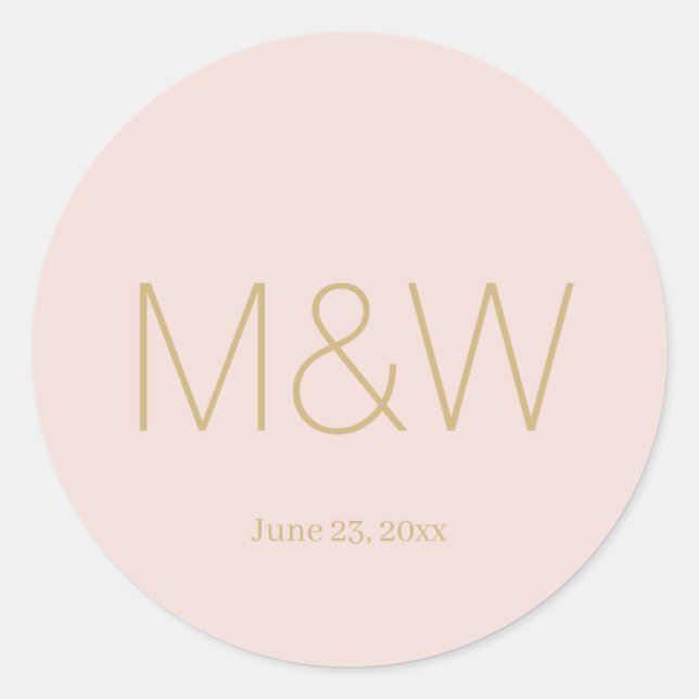 Minimalistisches Hochzeitrosa Runder Aufkleber (Vorderseite)
