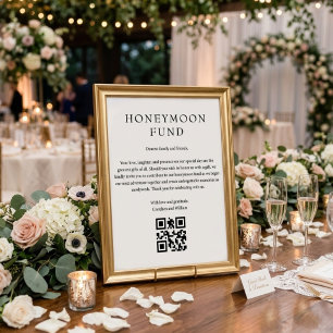 Minimalistisches Hochzeits-Honeymoon-Fonds-QR-Schi Poster