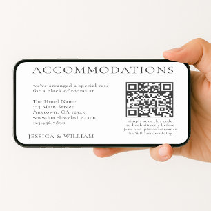 Minimalistisches Hochzeits-Hotelunterkunft QR-Code Karte