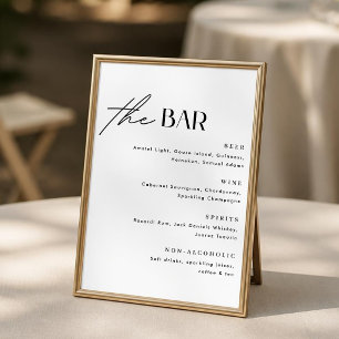 Minimalistisches Hochzeitsbar-Menü-Schild Poster