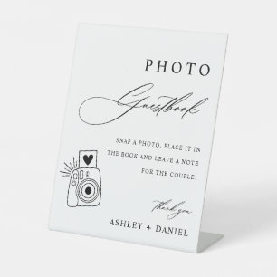 Minimalistisches Hochzeitsbuch Foto Sockelschild