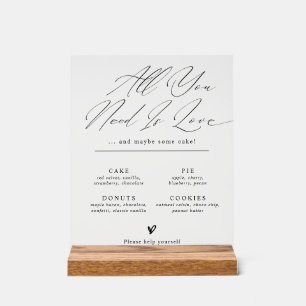Minimalistisches Hochzeitsdessert-Bar-Menü-Schild Acrylschild