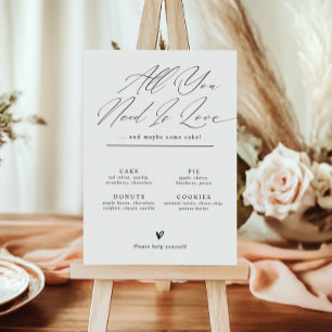 Minimalistisches Hochzeitsdessert-Bar-Menü-Schild Poster