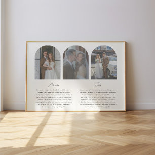 Minimalistisches Hochzeitsgelübde-Skript 3-Foto-To Poster