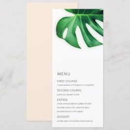 Minimalistisches Hochzeitsmenü aus Palmenblättern Einladung