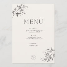 Minimalistisches Hochzeitsmenü – Elegantes Botanis