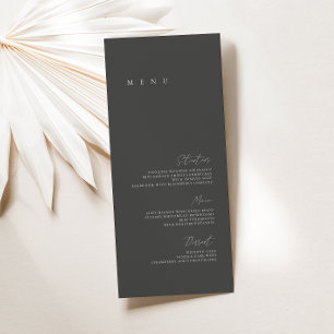 Minimalistisches Hochzeitsmenü in Schwarz und Weiß Menükarte