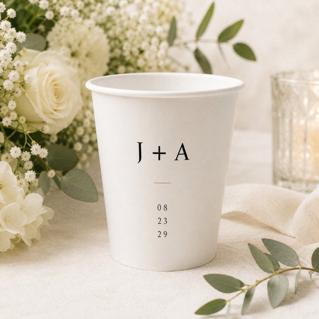 Minimalistisches Hochzeitsmonogramm-Papierbecher Pappbecher (Von Creator hochgeladen)