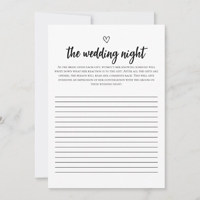 Minimalistisches Hochzeitsnacht-Brautparty Einladung (Vorderseite)