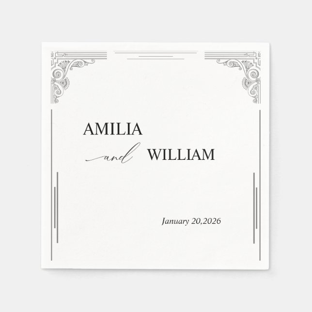 Minimalistisches Hochzeitspapier Napkins Serviette (Vorderseite)