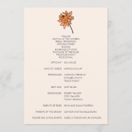 Minimalistisches Hochzeitsprogramm Chrysanthemum Programm