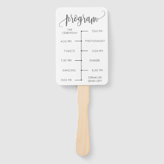 Minimalistisches Hochzeitsprogramm Fächer