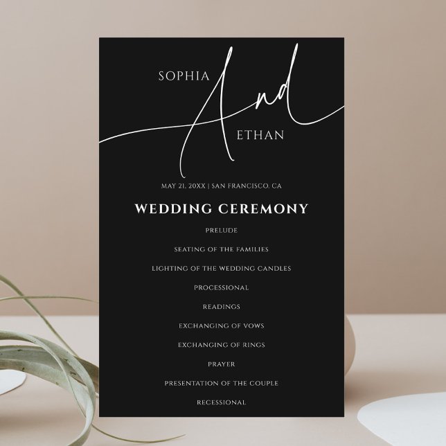Minimalistisches Hochzeitsprogramm für Kalligrafie (Von Creator hochgeladen)
