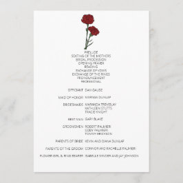 Minimalistisches Hochzeitsprogramm für Rote Nelken Programm