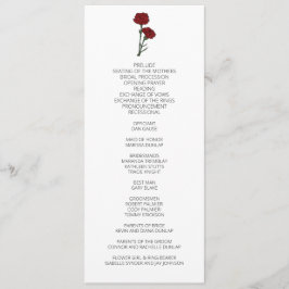 Minimalistisches Hochzeitsprogramm für Rote Nelken Programm