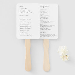 Minimalistisches Hochzeitsprogramm für Schwarz und Fächer