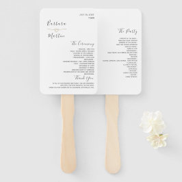 Minimalistisches Hochzeitsprogramm Hand Fan Fächer