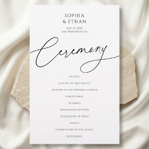 Minimalistisches Hochzeitsprogramm Kalligrafie Wei
