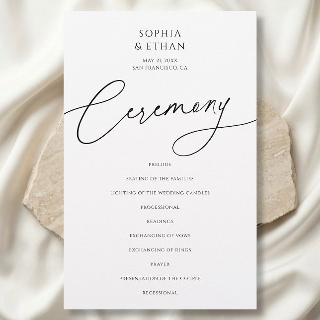 Minimalistisches Hochzeitsprogramm Kalligrafie Wei (Von Creator hochgeladen)