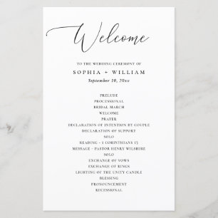 Minimalistisches Hochzeitsprogramm mit klassischer