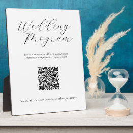 Minimalistisches Hochzeitsprogramm mit QR-Code Fotoplatte