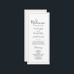 Minimalistisches Hochzeitsprogramm Programm<br><div class="desc">Dieses minimalistische Hochzeitsprogramm ist perfekt für eine einfache Hochzeit. Das moderne romantische Design besticht durch klassische schwarz-weiße Typografie gepaart mit einer rustikalen und eleganten Kalligraphie mit Vintagem handgeschriebenem Stil. Anpassbar in jeder Farbe. Behalt das Design einfach und elegant, wie es ist, oder personalisiere es durch Hinzufügen von eigenen Grafiken und...</div>
